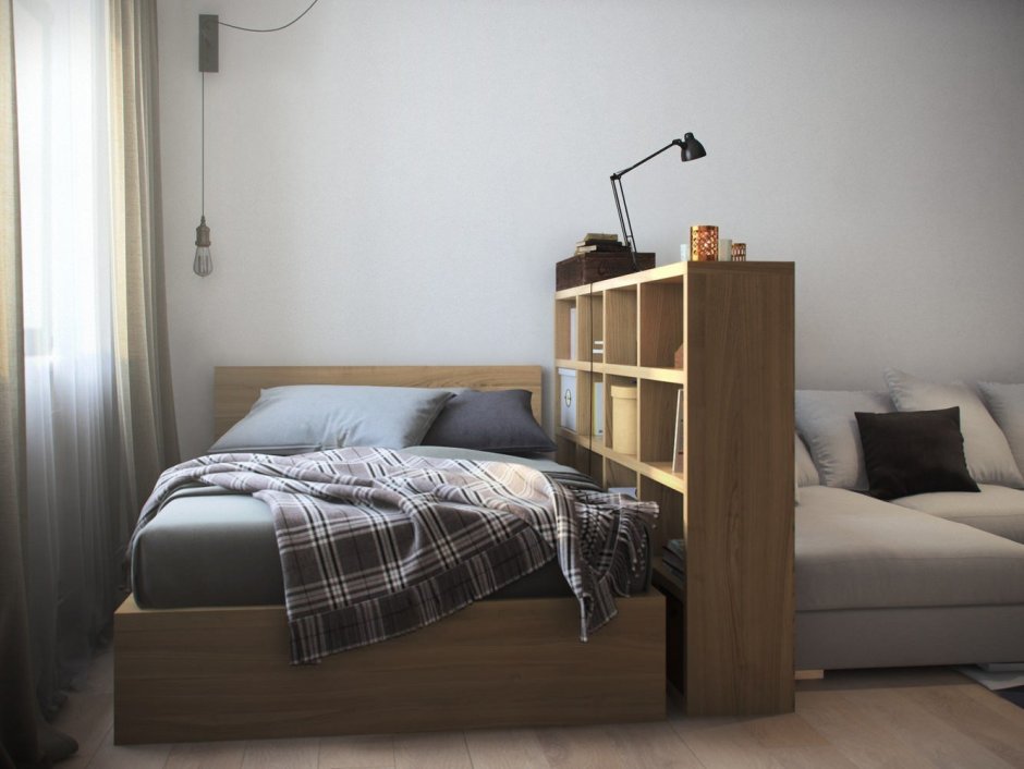 Комната с кроватью и диваном