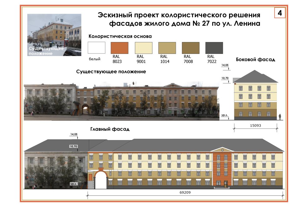 Колористическое решение фасада здания