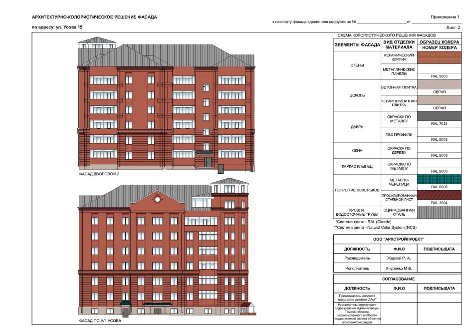 Цветовое решение фасадов черчение