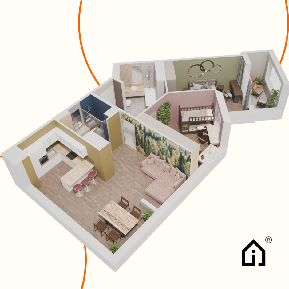 Кухня с гостинной 15кв.м планировка