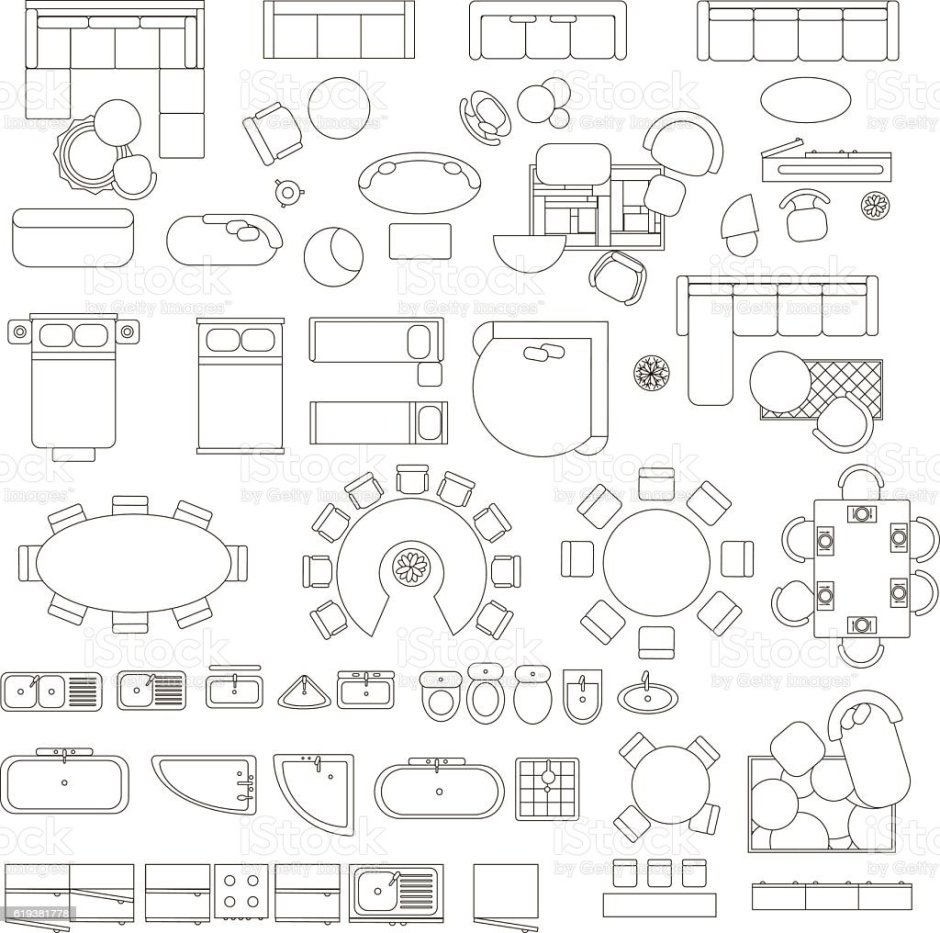 Схематическое изображение мебели на плане