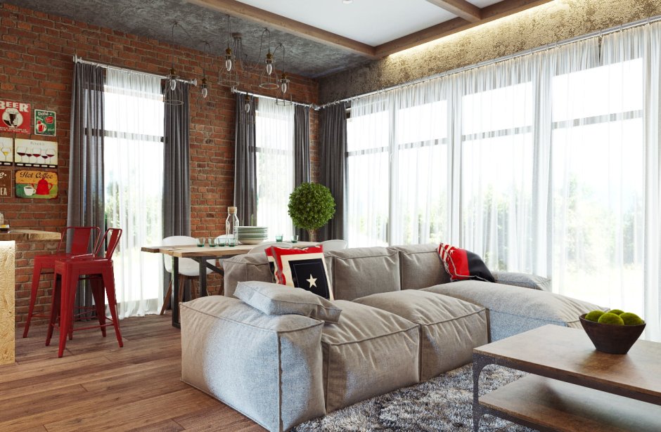 Шторы в стиле лофт