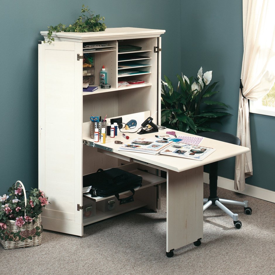 Стол компьютерный Вентура, дуб крафт золотой/белый