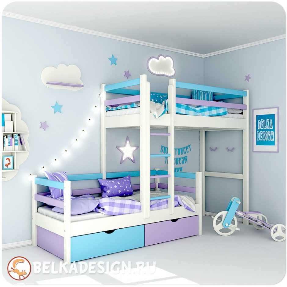 Двухъярусная кровать со сдвигом