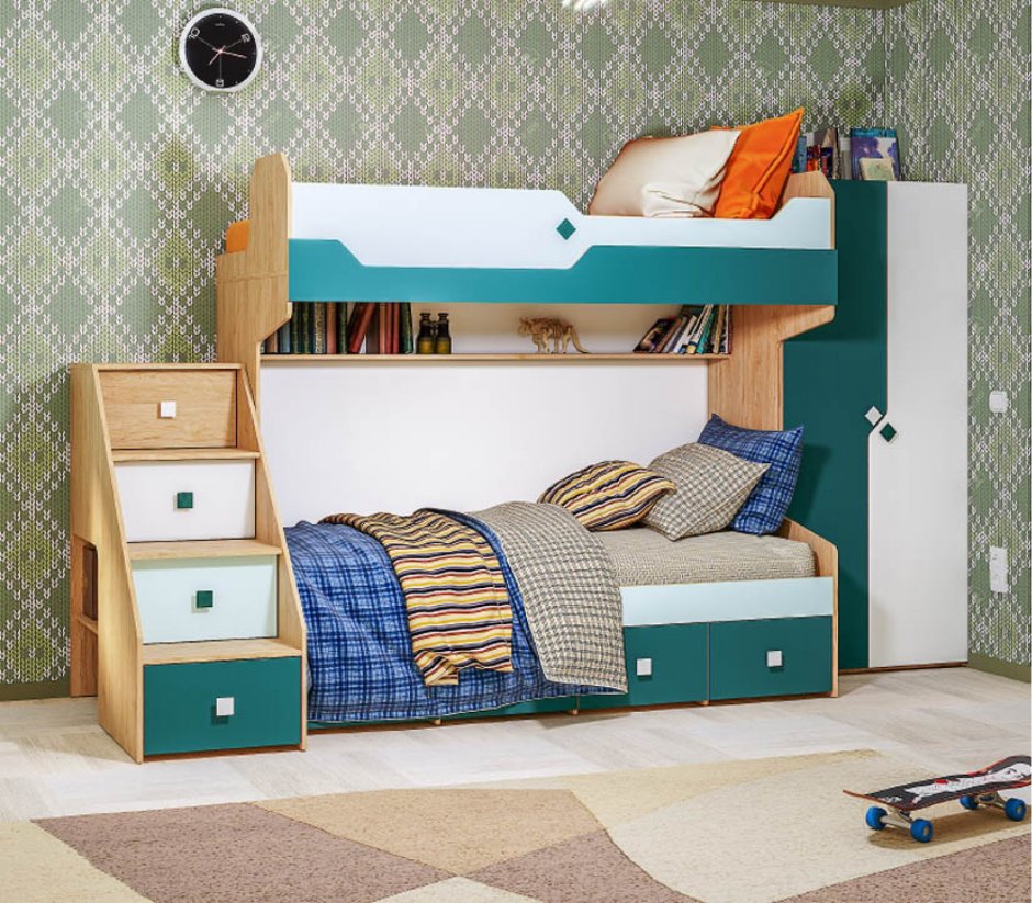 Двухэтажная кровать со столом