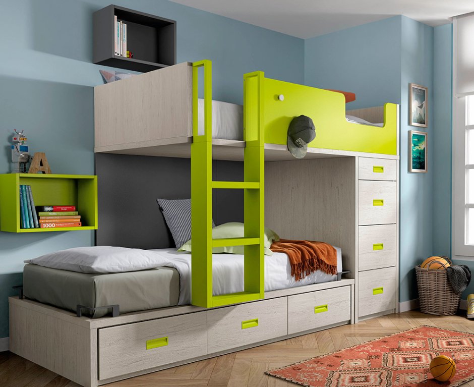 Двухэтажная кровать со столом