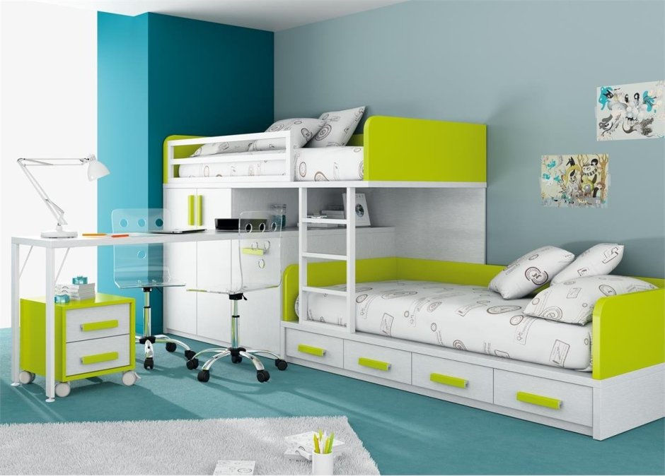 Двухъярусная кровать со сдвигом