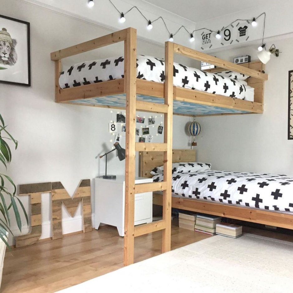 Кровать детская двухуровневая со шкафом