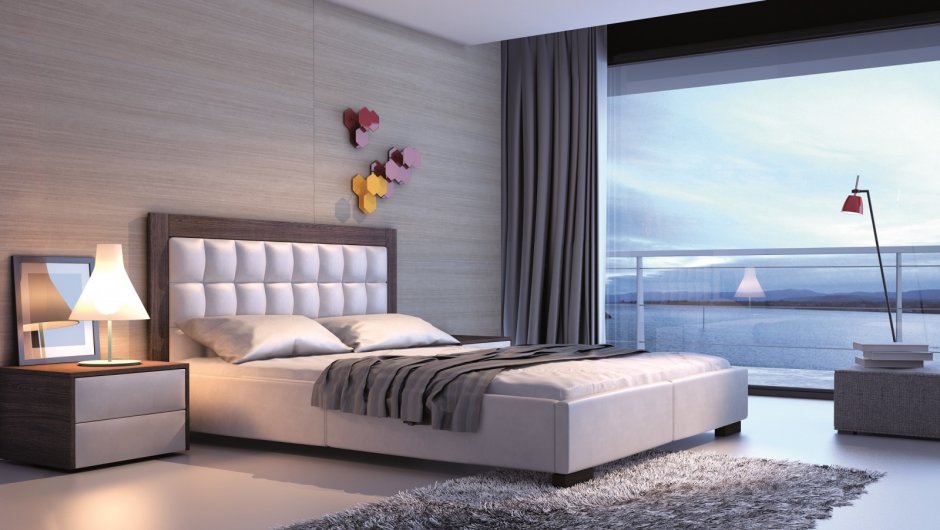 Кровать с тумбочками в спальню современные
