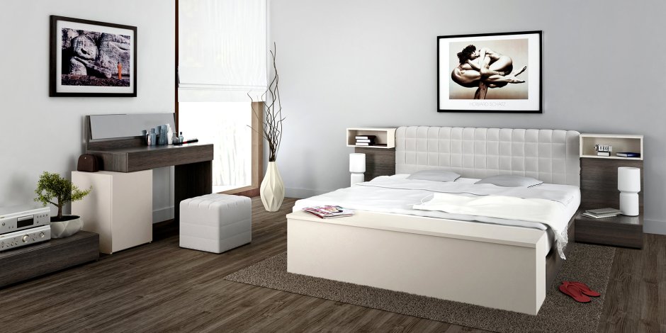 Кровать с подвесными тумбами