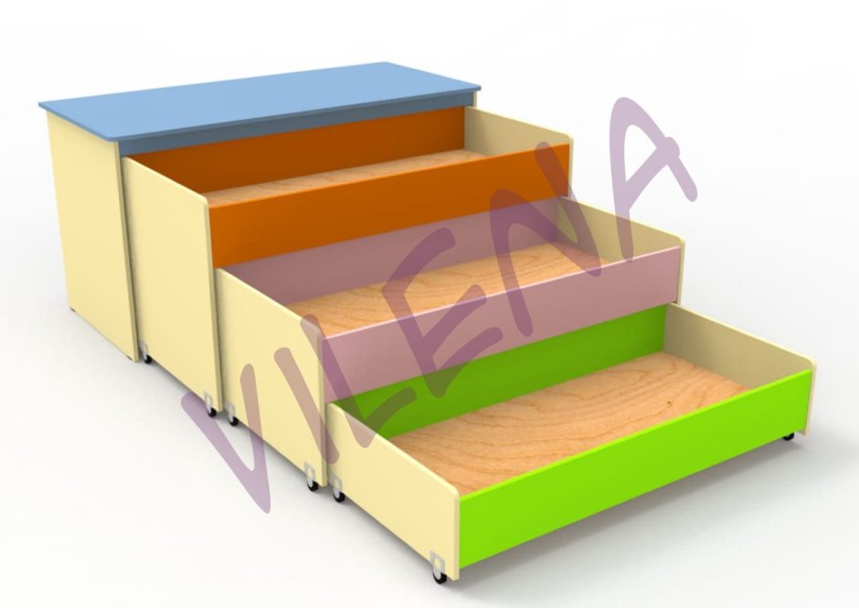 Кровать детская трехъярусная выкатная для детского сада