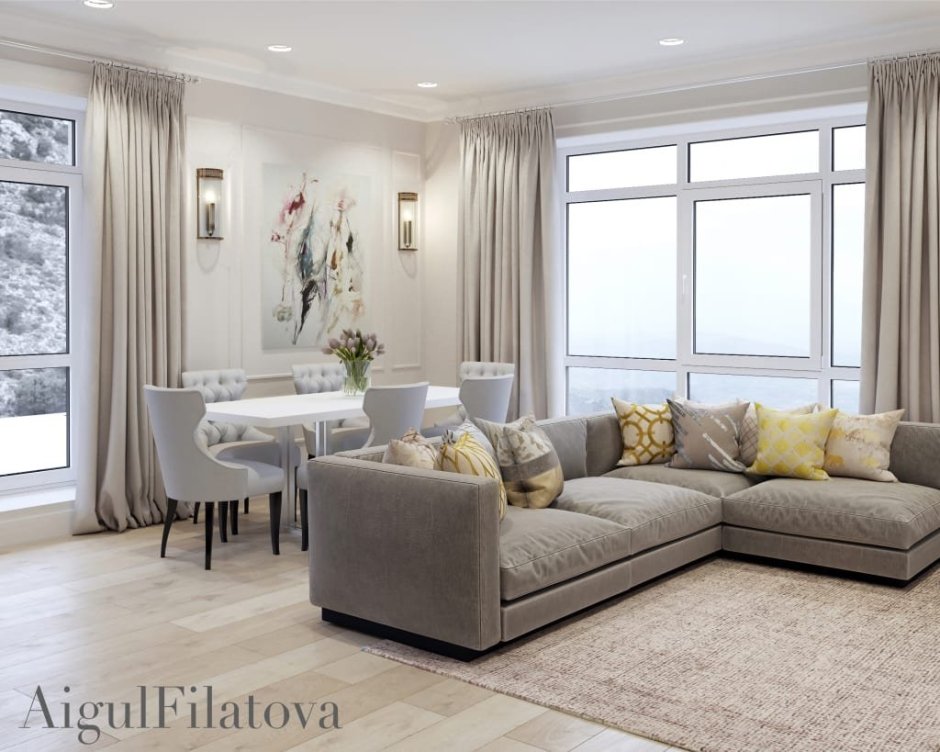 Бежевый диван в интерьере