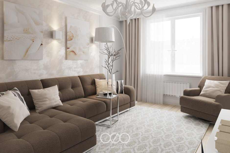 Свнтлосерый диван в интерьере