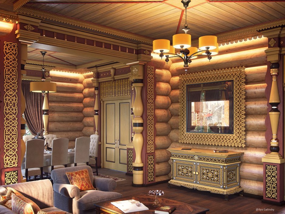 Гостиная в русском стиле