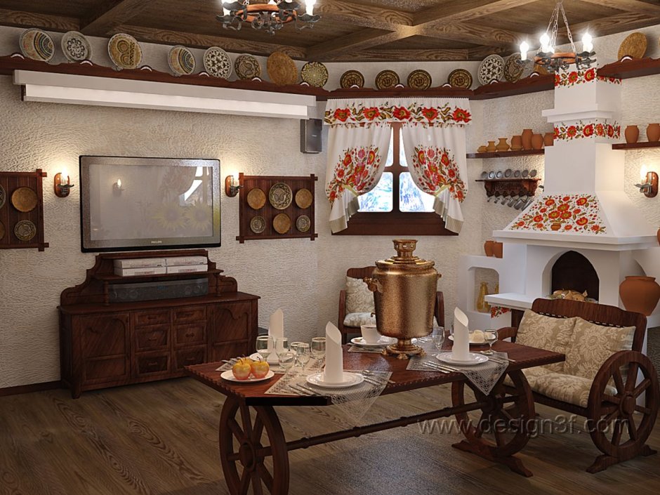 Русский стиль в интерьере