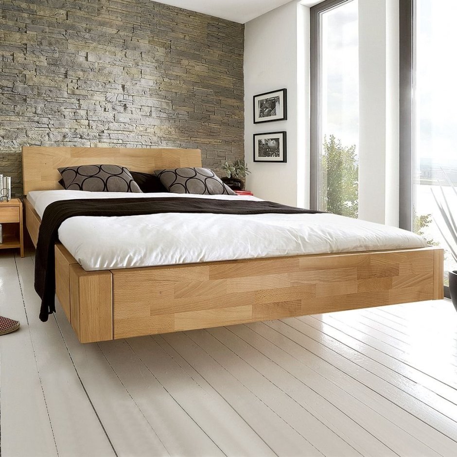 Парящая кровать из дерева