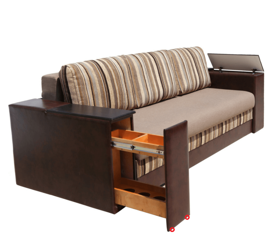 Диван с ящиками в подлокотниках