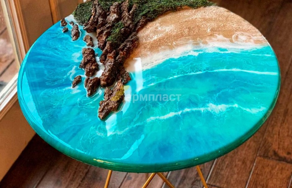 Журнальный столик из эпоксидной смолы мрамор