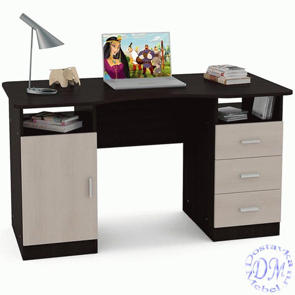 Стол письменный Олимп 2-х тумбовый венге/дуб Линдберг