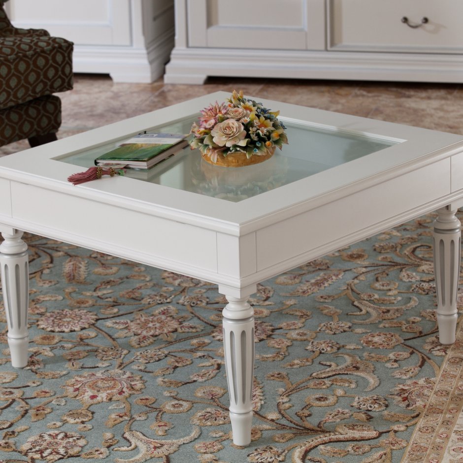 Журнальный стол Бернар белый с золотом