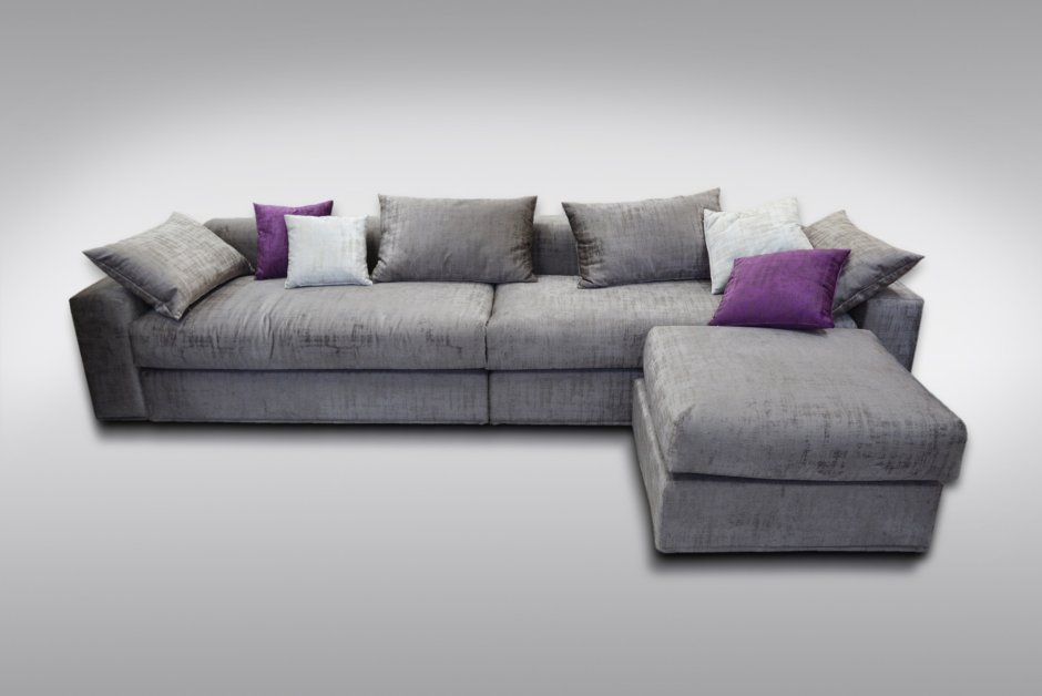 Прямой диван с пуфом