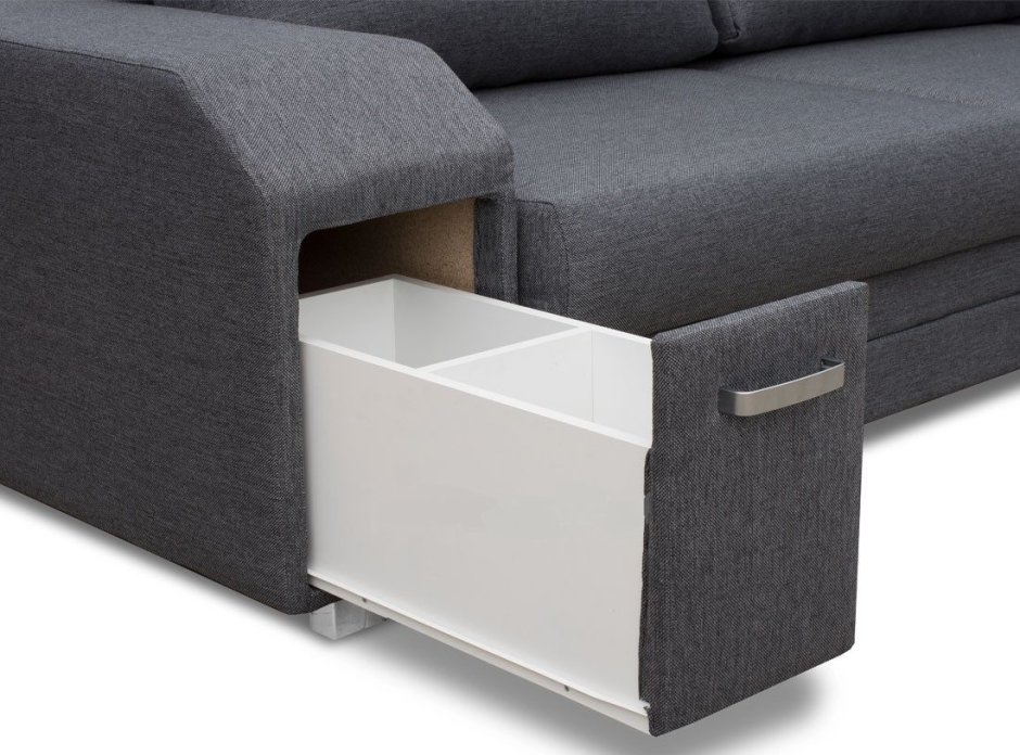 Квадро-2 угловой диван с баром, с пуфиками и столиком в подлокотниках