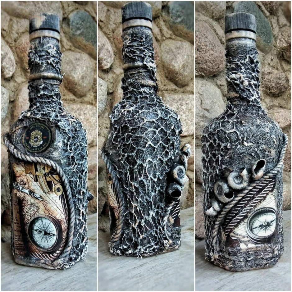 Черные матовые бутылки декор лофт