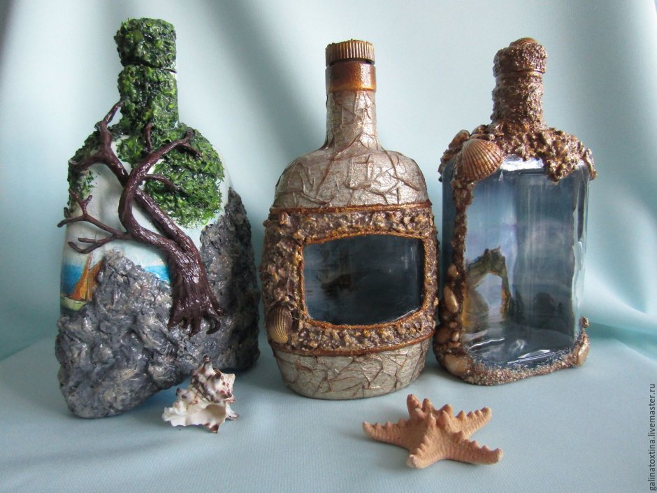 Декорированные стеклянные бутылки