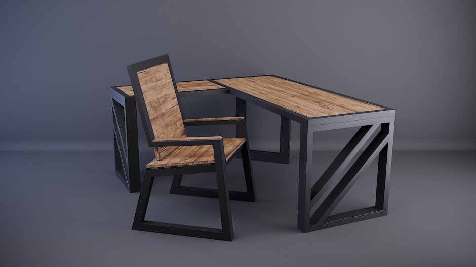 Стол в стиле лофт Loft Wood Studio