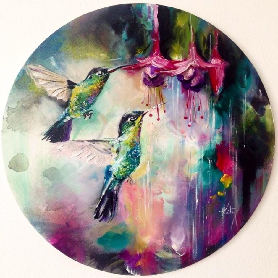 Пейзаж на круглом холсте