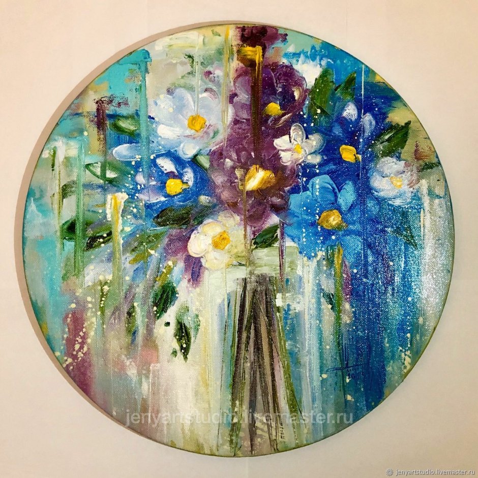 Пейзаж на круглом холсте