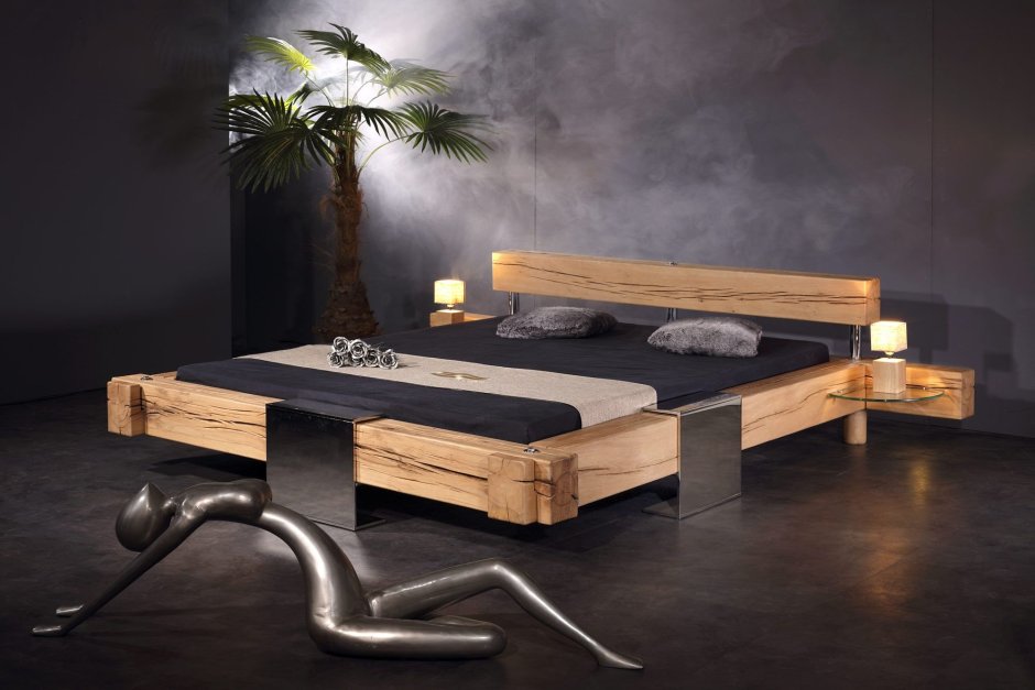 Кровать из массива в стиле лофт