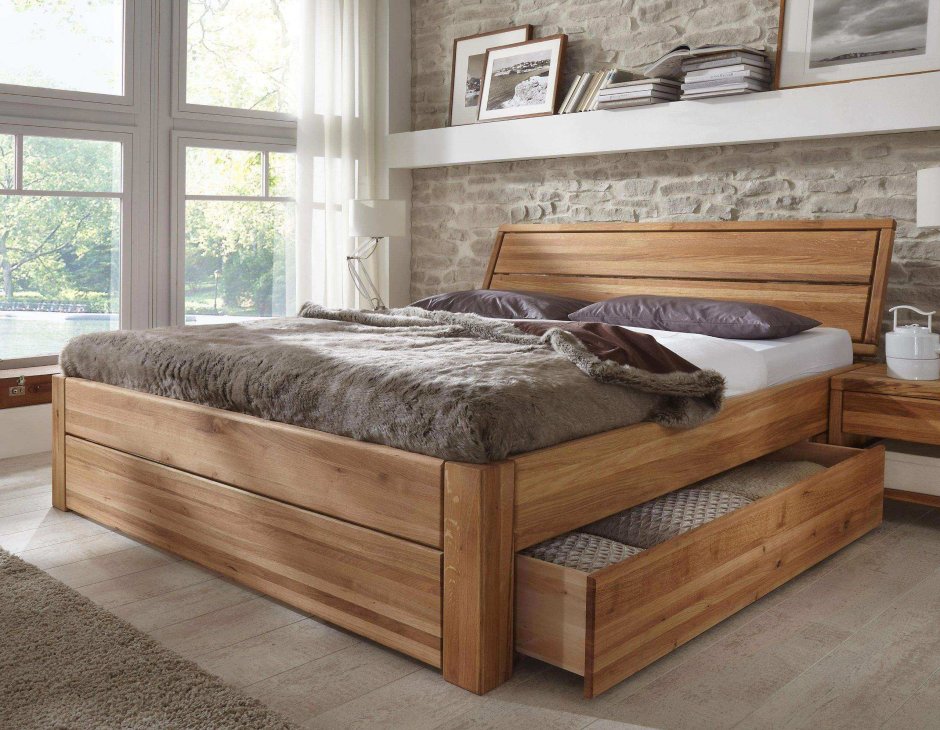 Кровать из слэба дерева