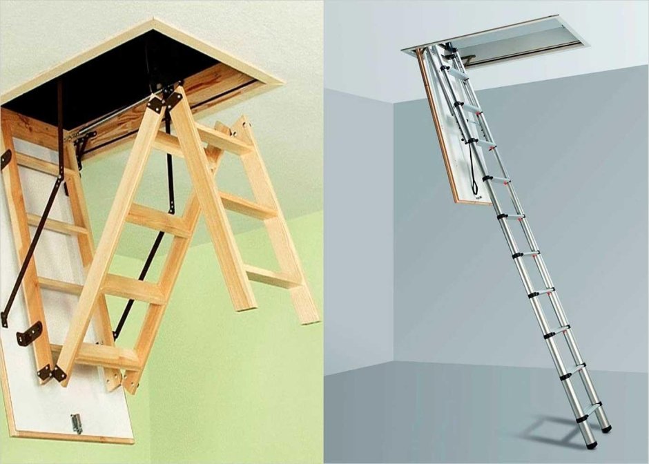 Телескопическая лестница на чердак с люком