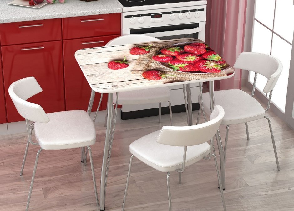 Стол кухонный с фотопечатью клубника Стендмебель