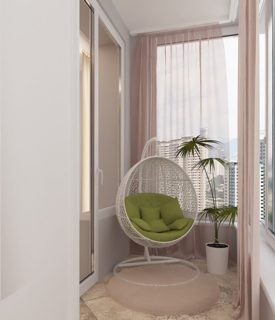 Подвесное кресло на балконе