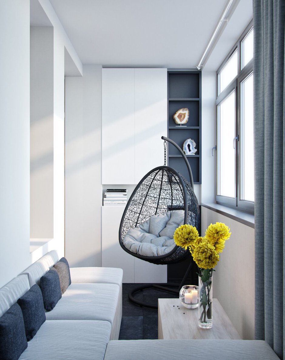 Балкон 8 кв м дизайн с подвесным креслом