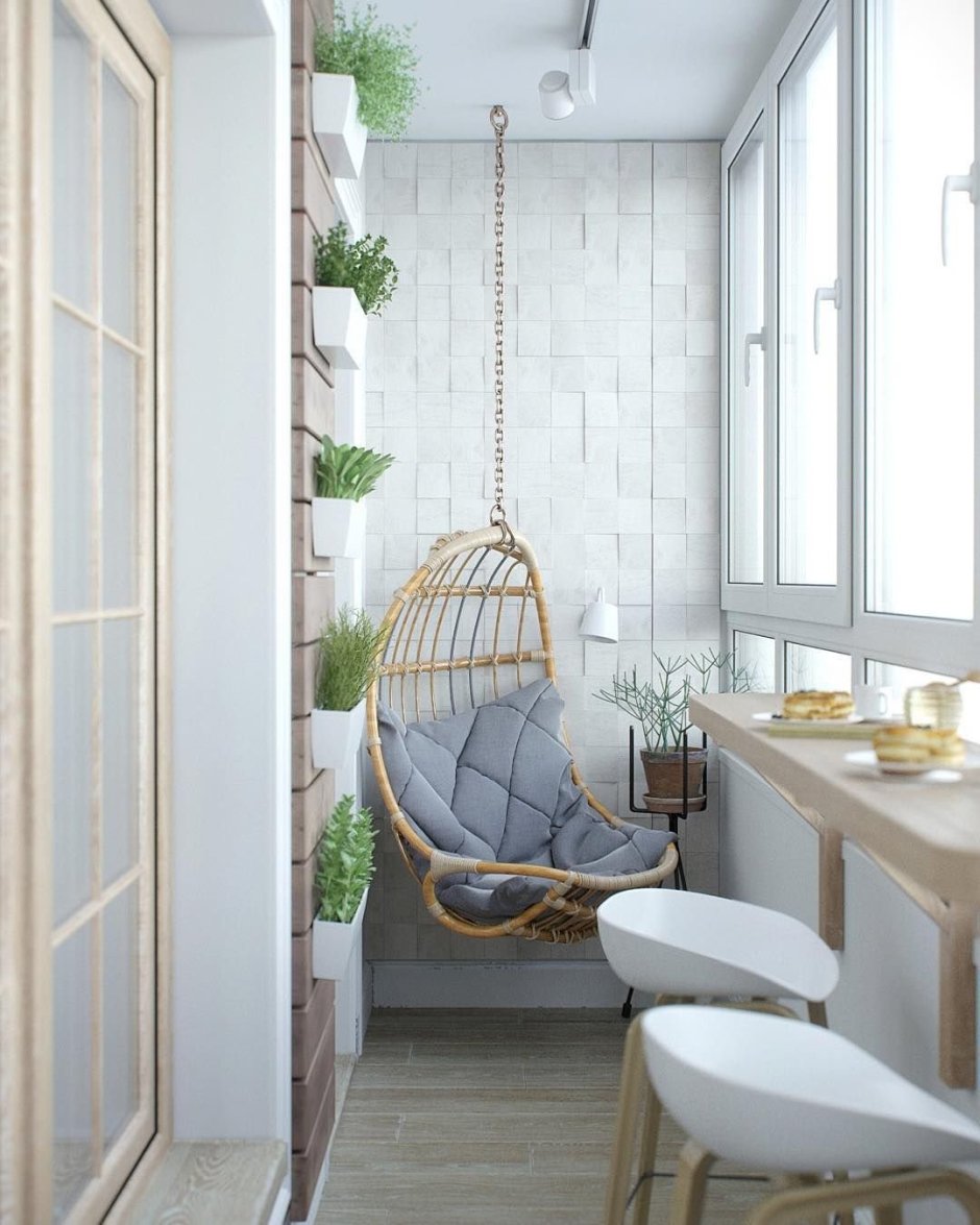 Подвесное кресло узкое на балкон