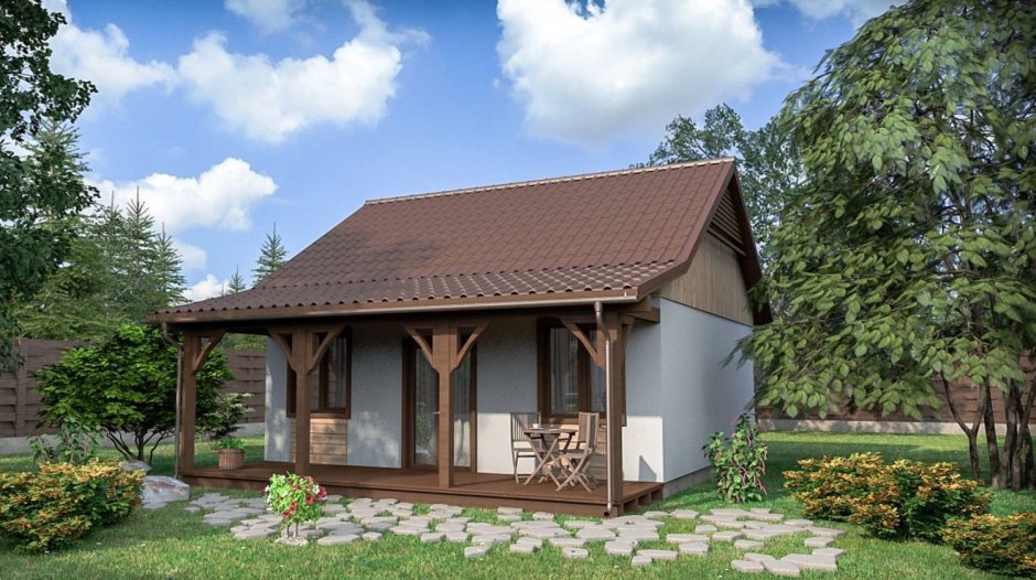 Одноэтажный дом с террасой 60 кв