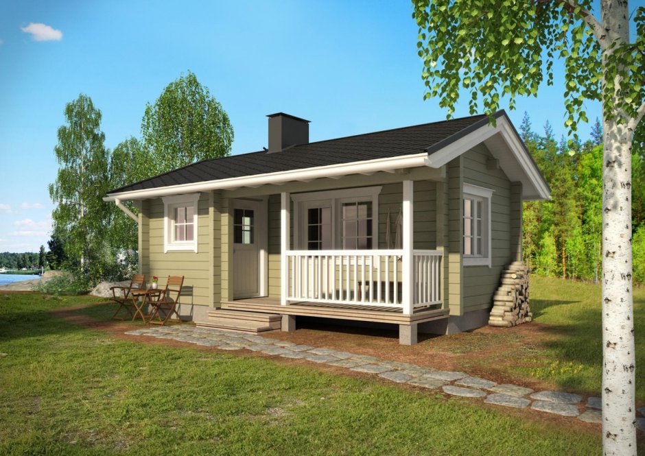 Одноэтажный кирпичный дом 80 кв.м с террасой