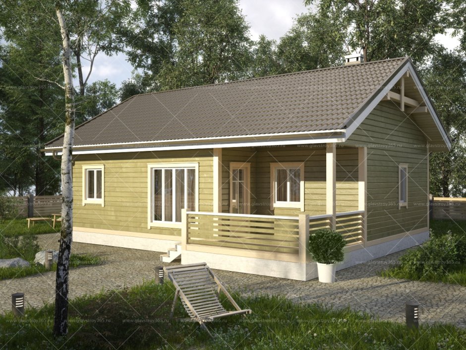 Одноэтажный дом с террасой
