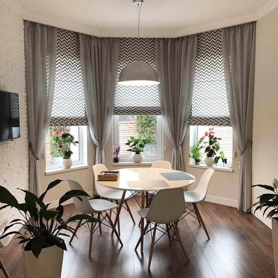 Шторы в эркер на кухню