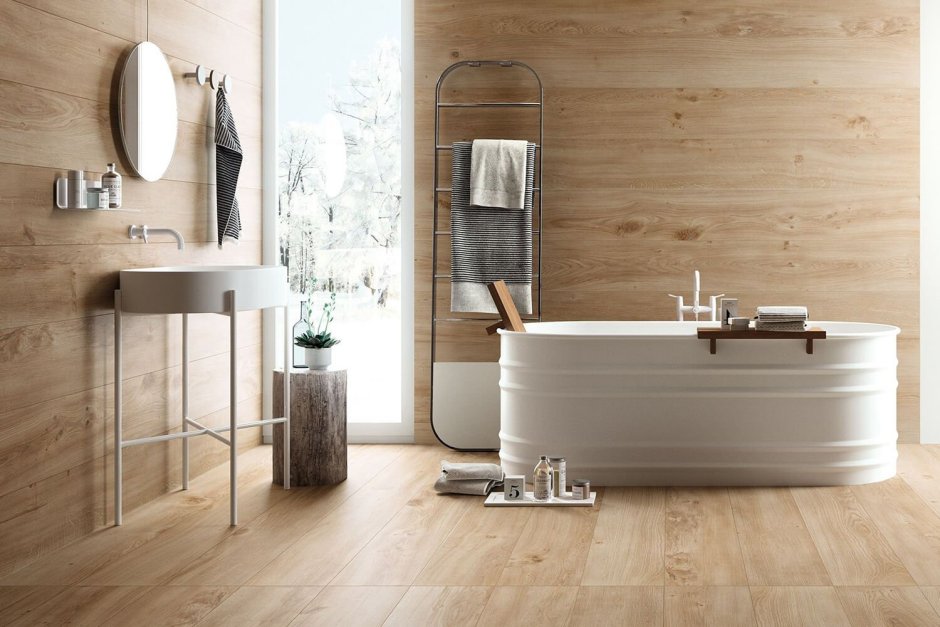 Плитка в ванную под дерево