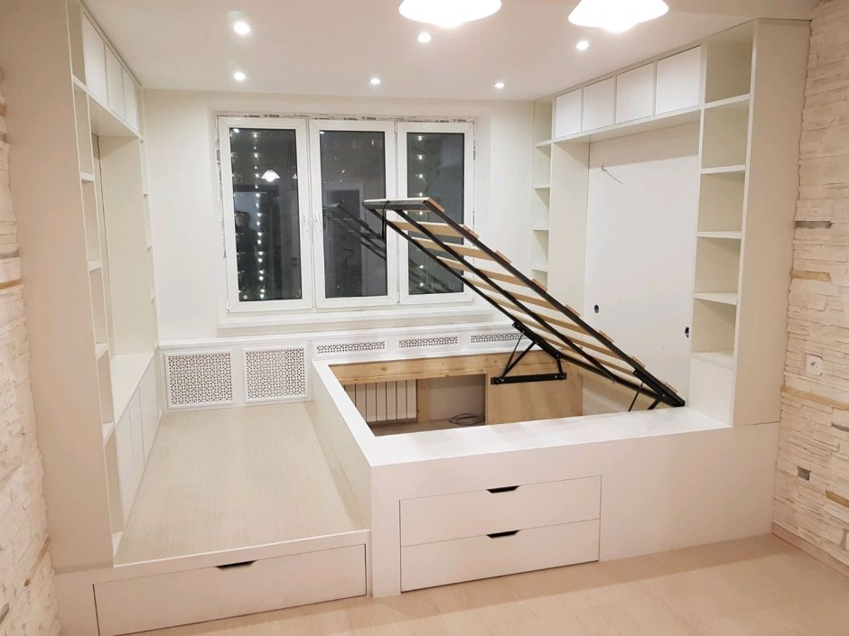 Подиумная кровать лофт