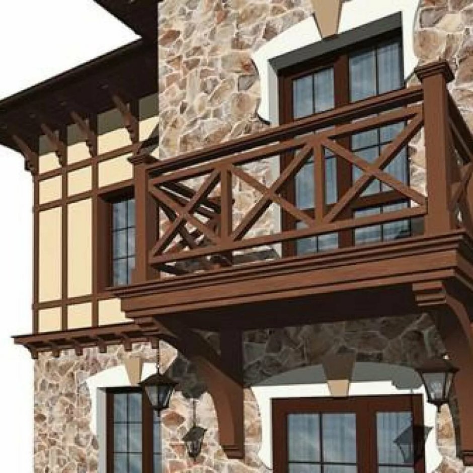 Деревянное ограждение балкона