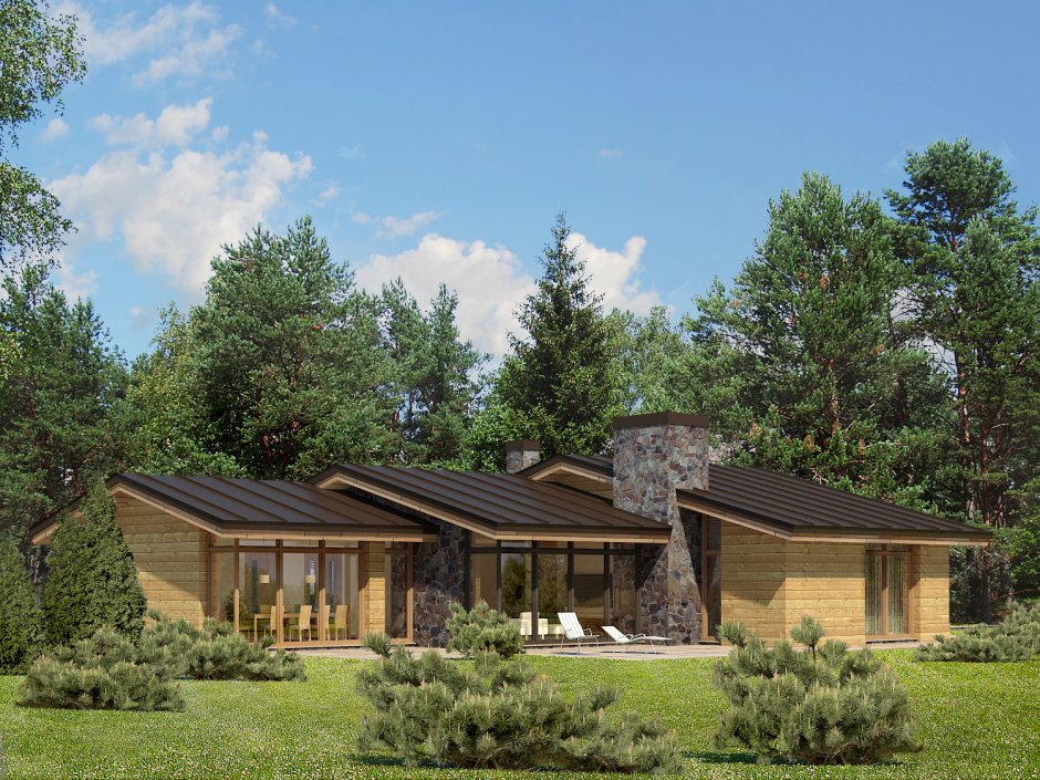 Коттедж одноэтажный деревянный