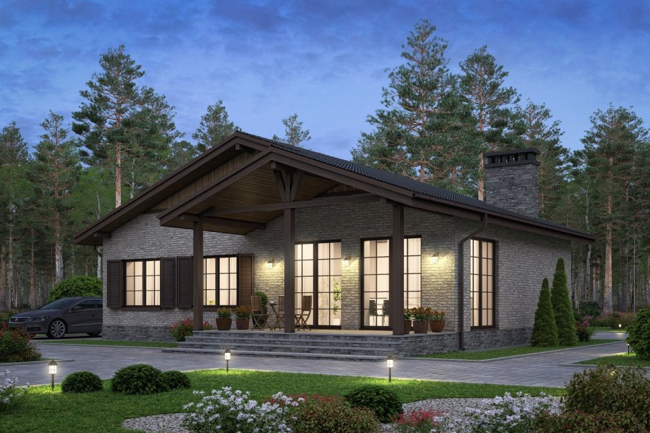 Одноэтажный дом 150 кв.м в стиле Шале