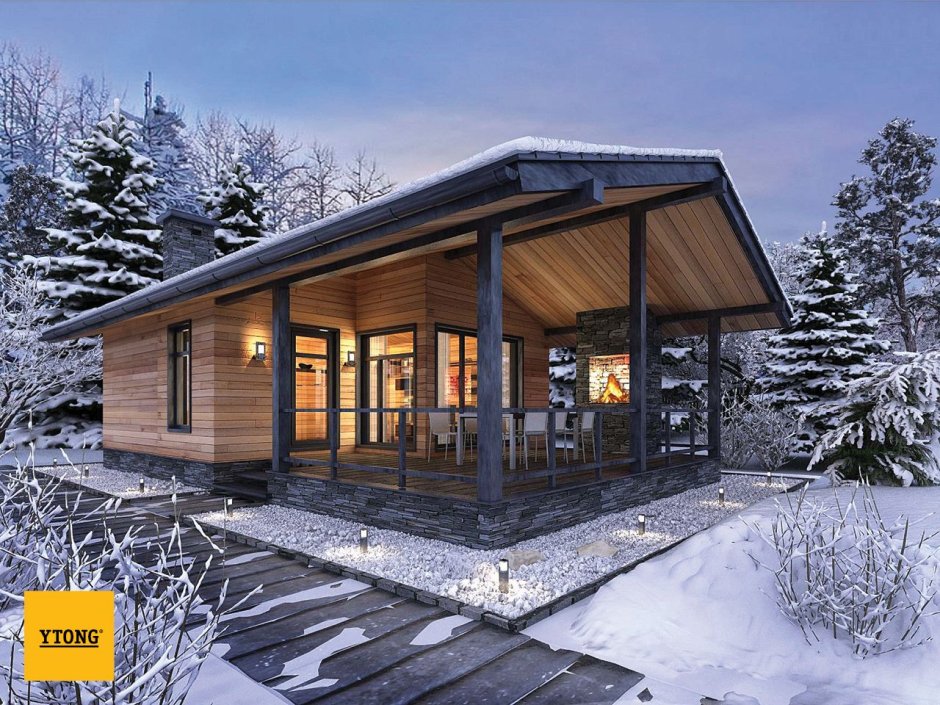 Дом баня одноэтажный финский проект