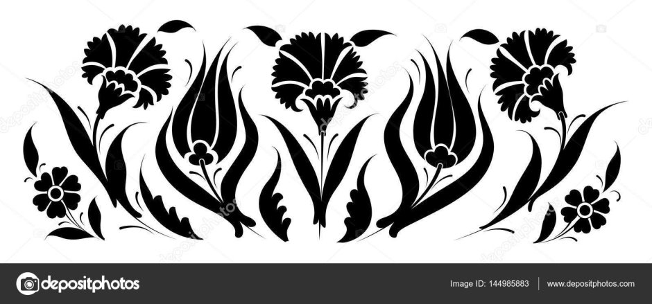 Турецкий тюльпан трафарет