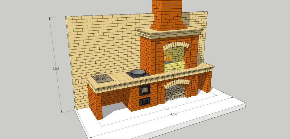 Мангал с коптильней и казаном порядовка